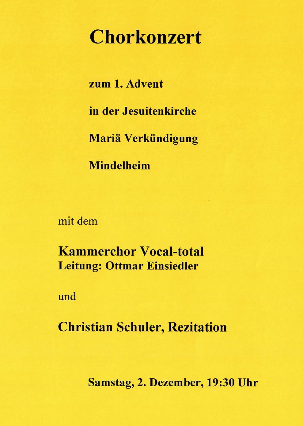 Programm Adventskonzert